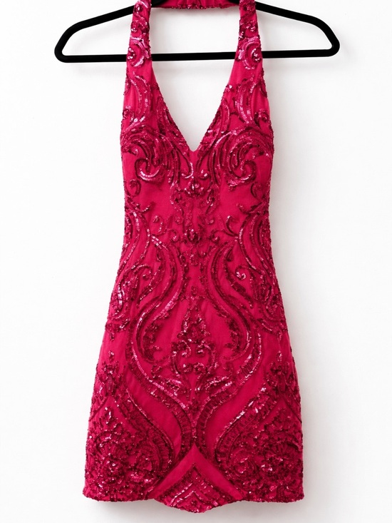 B Darlin Dresses & Skirts - B Darlin Fuchsia Sequin Halter Mini Dress